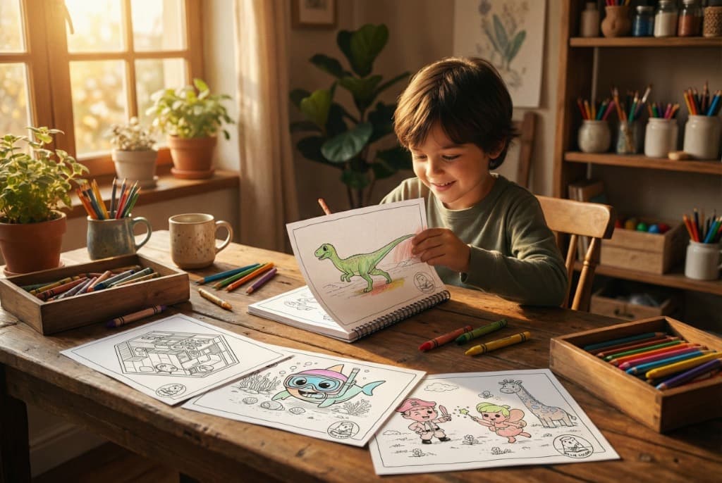 Criança colorindo concentrada